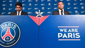 Nasser Al-Khelaïfi et Kylian Mbappé, à Paris le 23 mai 2022