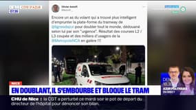 Nice: en doublant, un conducteur s'embourbe et bloque le tram