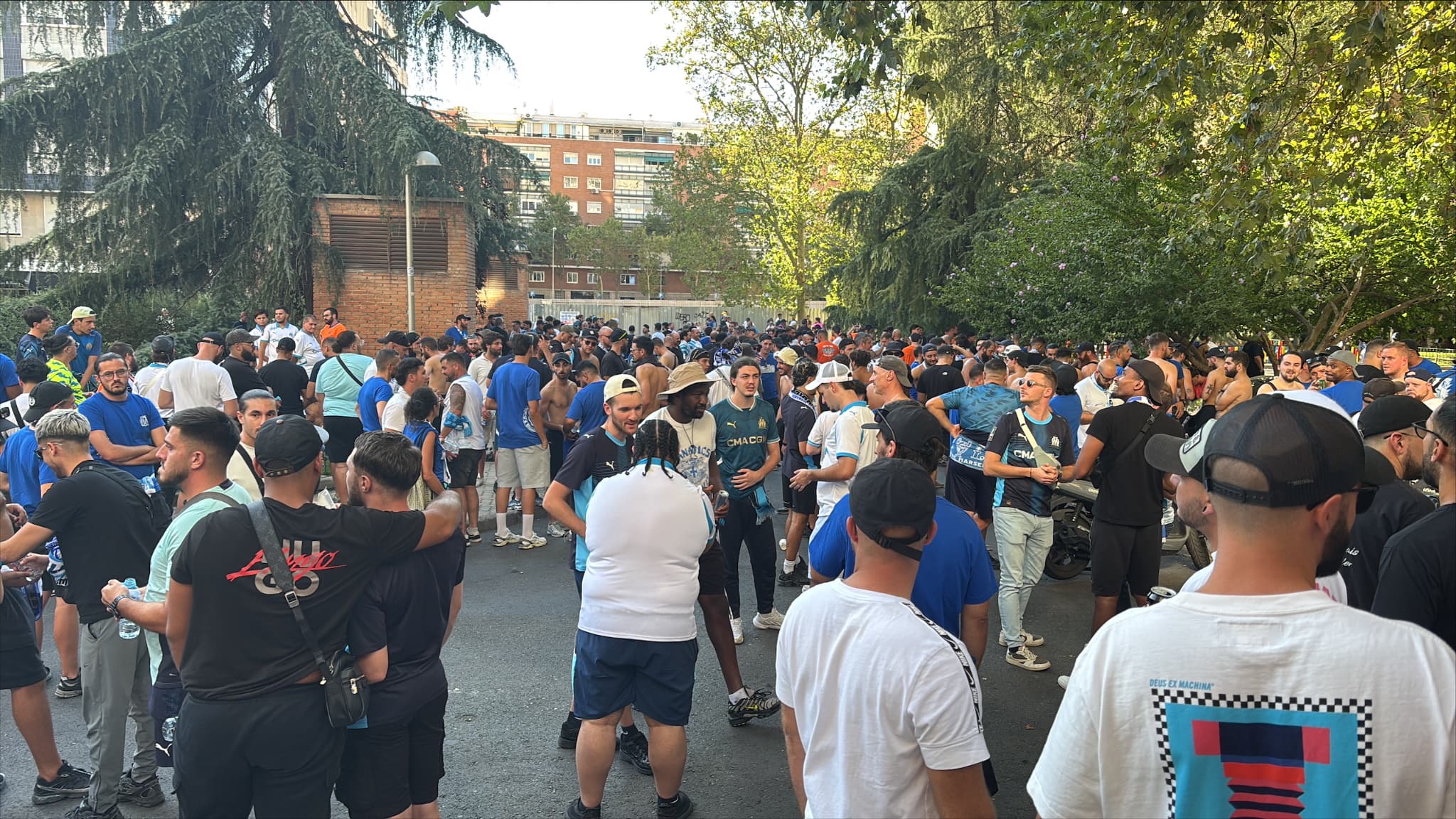 Des supporters de l'OM à Madrid, le 16 septembre 2025