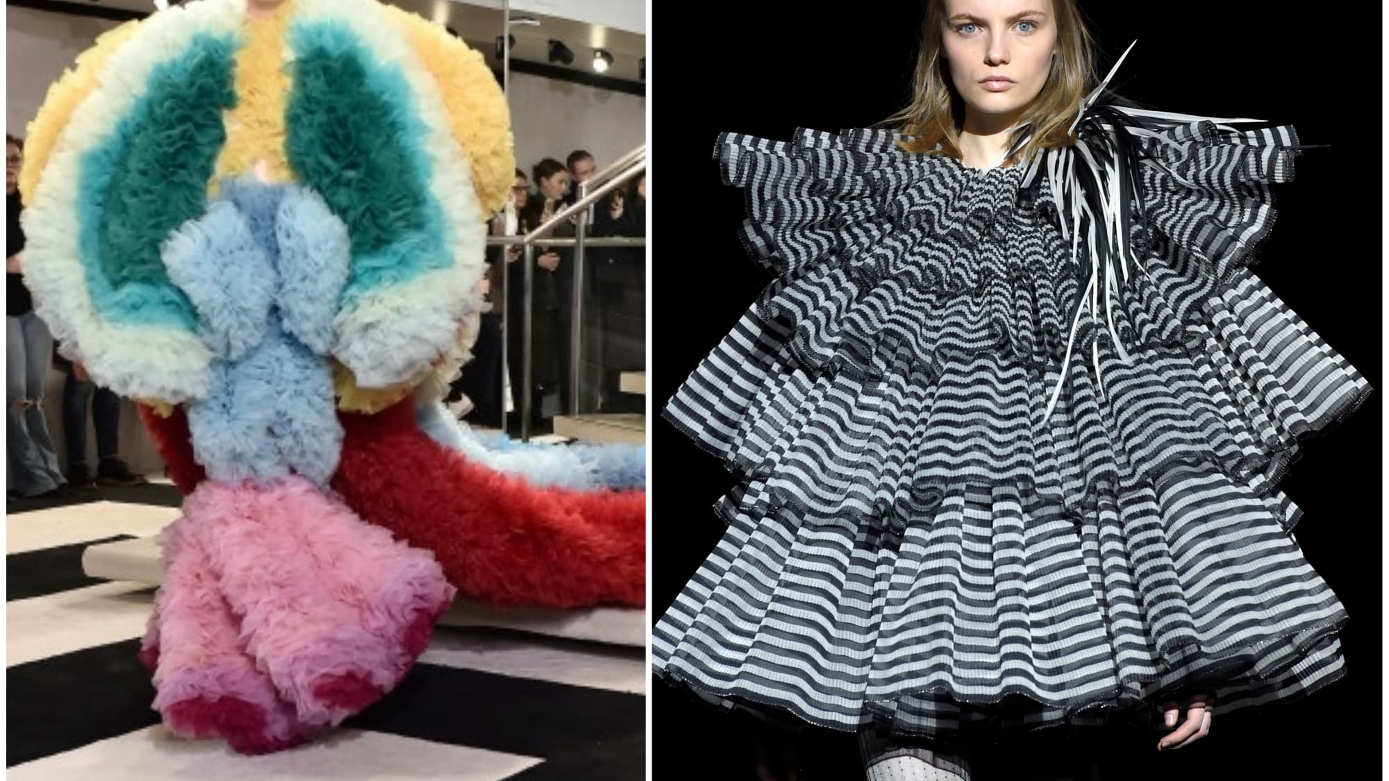 Gwendoline Christie lors du défilé Tomo Koizumi à New York / Une mannequin lors du défilé Marc Jacobs Gwendoline Christie lors du défilé Tomo Koizumi à New York / Une mannequin lors du défilé Marc Jacobs