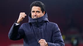  Nasser al-Khelaïfi célèbre la qualification du PSG contre Liverpool à Anfield, le 11 mars 2025