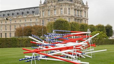 Oeuvre de l'artiste marocain Mounir Fatmi, baptisée "J'aime l'Amérique" (2010) et exposée dans le Jardin des Tuileries. Près de 200 galeries de 24 pays participent à la 37e Fiac qui se déroule jusqu'à dimanche dans la capitale française. /Photo prise le 1