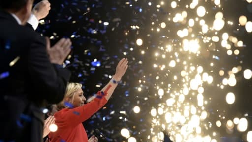 Marine Le Pen lors d'un meeting à Déols dans l'Indre, le 11 mars 2017