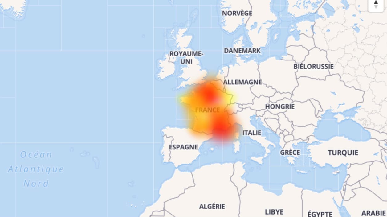 Carte de la panne sur les services de la banque BNP Paribas à 14h30 Carte de la panne sur les services de la banque BNP Paribas à 14h30