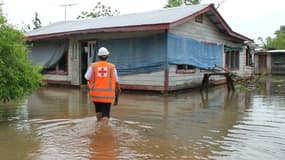 Photo fournie par la Croix-Rouge de Samoa le 12 février 2018 montrant des maisons inondées après le passage du cyclone Gita