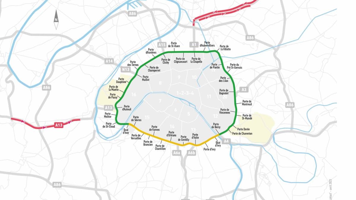 Le périmetre de la voie réservée sur le périphérique parisien. Le périmetre de la voie réservée sur le périphérique parisien.