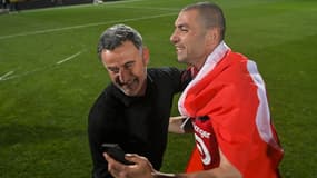 Christophe Galtier et Burak Yilmaz en 2021 après le titre de Lille en L1