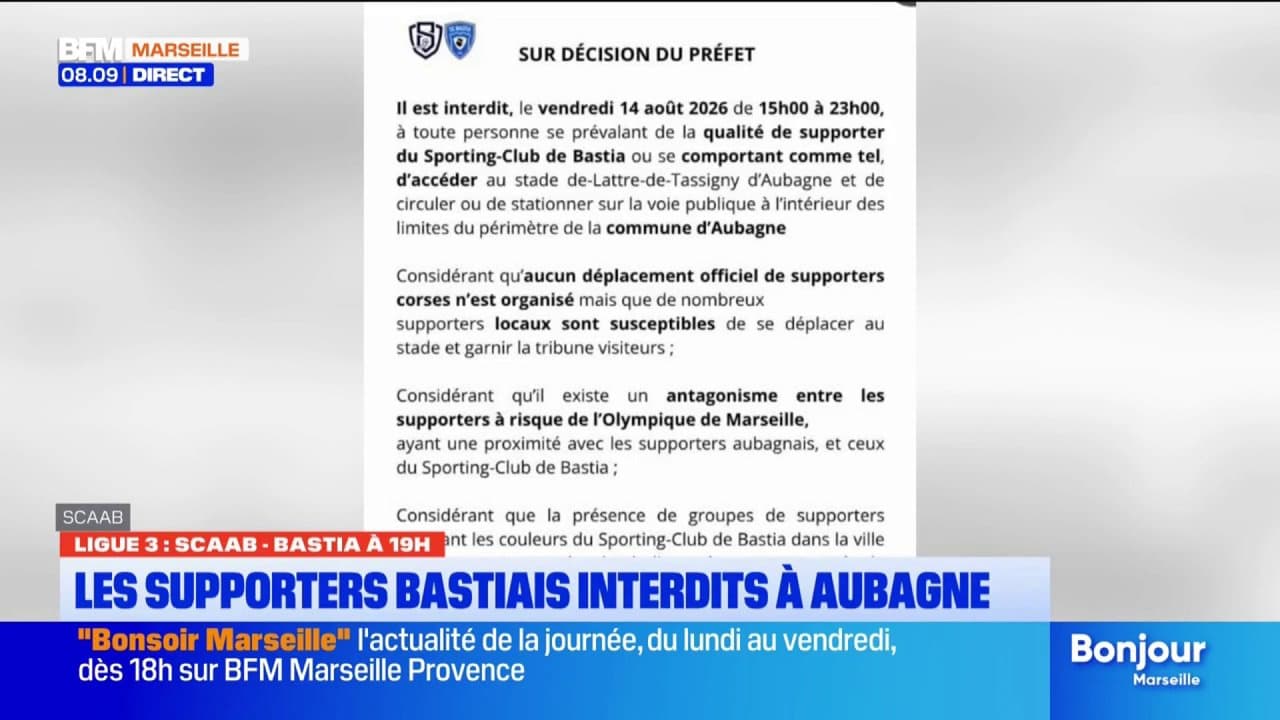 SCAAB-Bastia ce soir à 19h : les corses ne pourront pas entrer dans le stade d'Aubagne