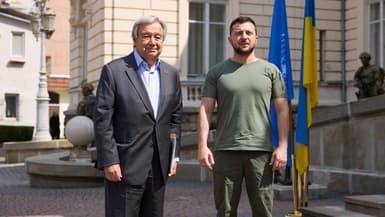 Antonio Guterres et Volodymyr Zelensky, le 18 août 2022 à Lviv, en Ukraine