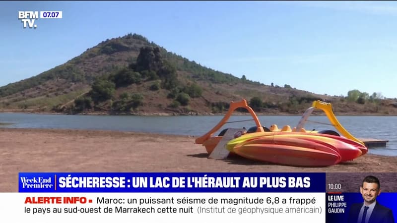 À cause de la sécheresse, le lac du Salagou en Hérault perd près d'un centimètre d'eau par jour