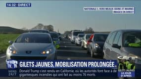 Opération escargot des gilets jaunes sur la National 3 en direction de Meaux