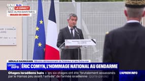 Gendarme tué à Mougins: "De ce choc est né en nous une immense colère", affirme Gérald Darmanin 