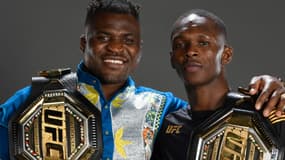 Francis Ngannou (à gauche) et Israel Adesanya quand ils étaient encore champions des lourds et des moyens de l'UFC