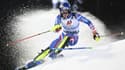 Le Français Clément Noël, lors de la 1ère manche du slalom de Flachau, comptant pour la Coupe du monde, le 9 mars 2022 en Autriche