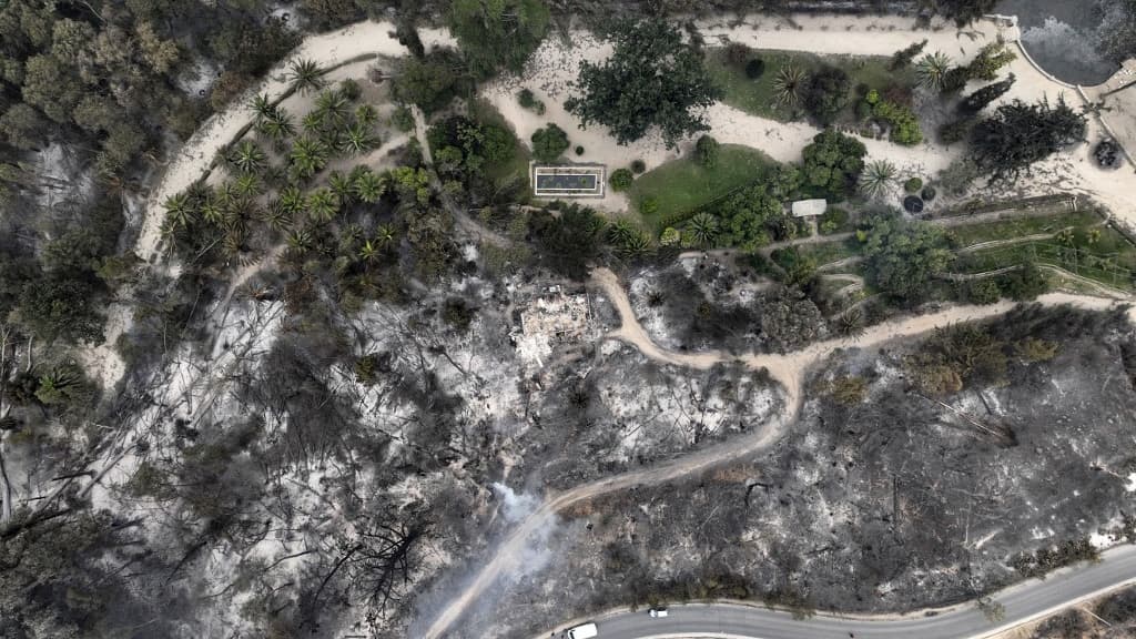 Les dégâts provoqués par l'incendie au Chili, janvier 2024