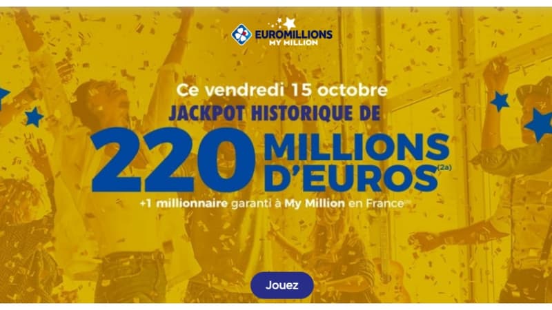 FDJ : Énorme jackpot EuroMillions de 220 millions d'euros à remporter ce vendredi
