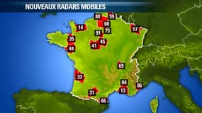 La carte des nouveaux radars mobiles, tels qu'ils doivent être déployés dans les prochaines années.