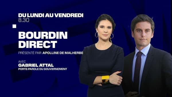 Gabriel Attal invité d'Apolline de Malherbe sur BFMTV, le 30 avril 2021. Gabriel Attal invité d'Apolline de Malherbe sur BFMTV, le 30 avril 2021.
