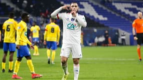 Rayan Cherki lors du match OL-Sochaux, à Lyon le 6 mars 2021