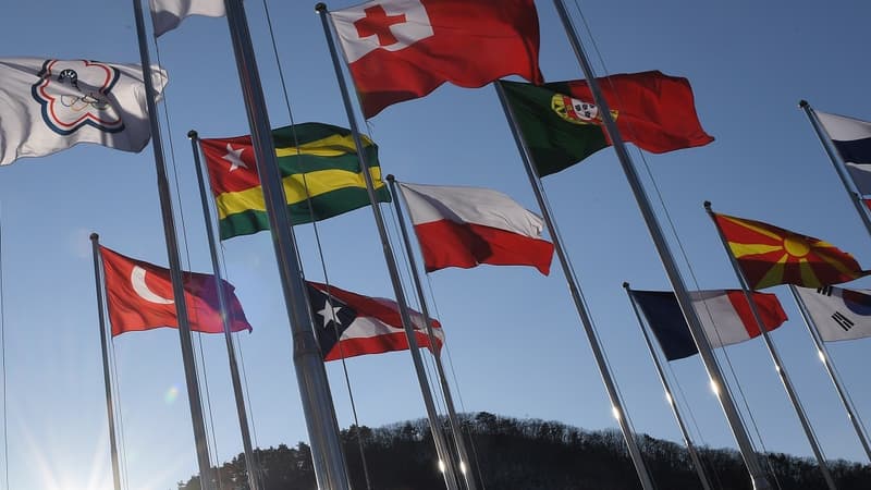 Les drapeaux à Pyeongchang