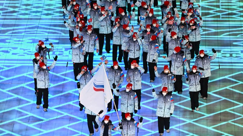 Le Comité olympique russe lors de la cérémonie d'ouverture des Jeux d'hiver de Pékin le 4 février 2022