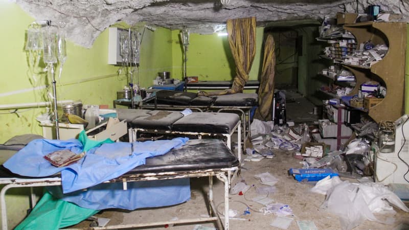 L'hôpital de la ville syrienne de Khan Sheikoun, où étaient soignés des victimes de l'attaque au gaz, avant qu'il ne soit bombardé.