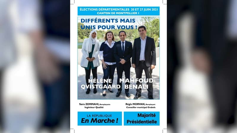 Un tract des candidats LaREM pour les élections départementales dans le canton de Montpellier I (Hérault).