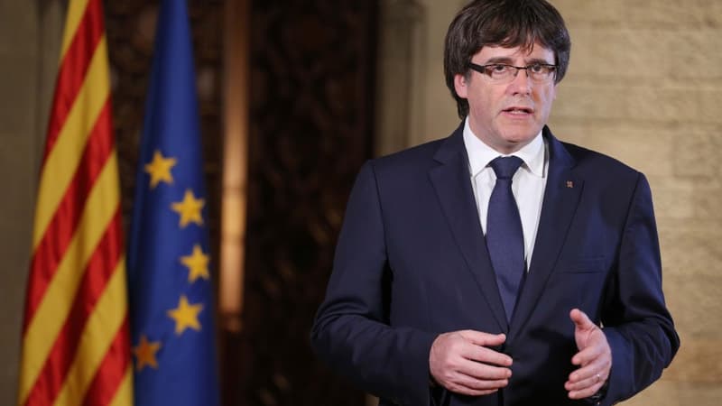 Le désormais ex-président de la région Catalogne Carles Puigdemont, le 21 octobre 2017 à Barcelone