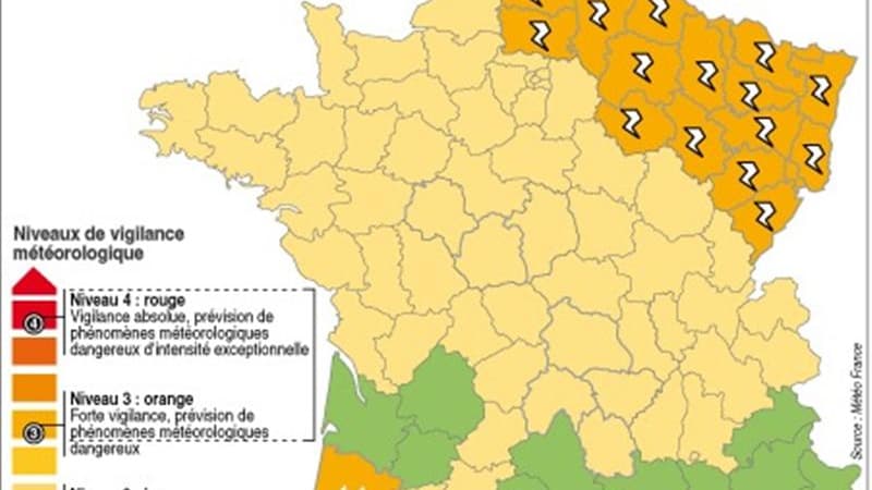 VIGILANCE ORANGE AUX CRUES DANS LE SUD-OUEST ET AUX ORANGES DANS LE NORD-EST