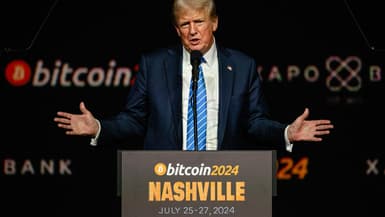 Donald Trump lors de la troisième journée de la conférence Bitcoin 2024 au Music City Center, le 27 juillet 2024 à Nashville, dans le Tennessee.
