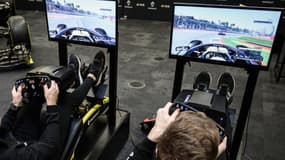 Des pilotes jouant au jeu vidéo F1 2019, le 25 novembre 2019