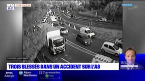 Alpes-Maritimes: un accident sur l'autoroute A8 fait trois blessés