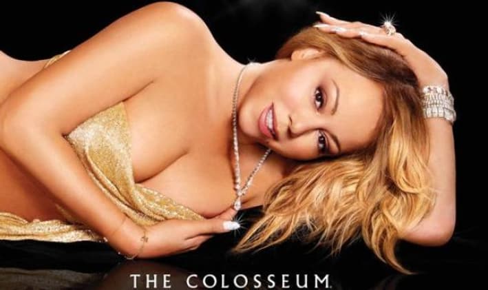 L'affiche polémique du retour de Mariah Carey à Las Vegas. L'affiche polémique du retour de Mariah Carey à Las Vegas.