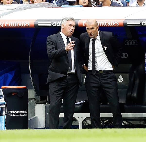 Zinédine Zidane adjoint de Carlo Ancelotti au Real Madrid, le 19 octobre 2013