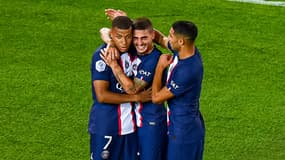 Mbappé avec Verratti et Hakimi lors de PSG-MHSC, le 13 août 2022
