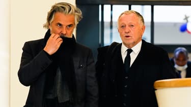 Vincent Labrune et Jean-Michel Aulas en train de discuter en janvier 2023