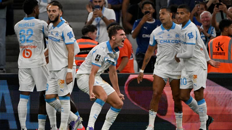 Benjamin Pavard en folie après son but avec l'OM pour sa première au Vélodrome, 19 septembre 2025