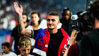 Marco Verratti lors de ses adieux au PSG en septembre 2023