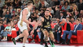 Mike James lors du match Monaco-Kaunas (96-86, Euroligue), le 25 mars 2025
