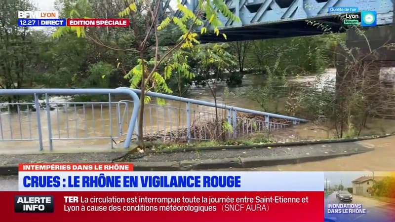 Vigilance rouge crues dans le Rhône: à Grigny, le Garon menace de déborder