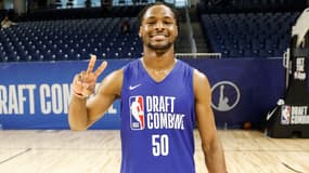 Bronny James le 13/05/2024 lors du NBA draft combine de Chicago