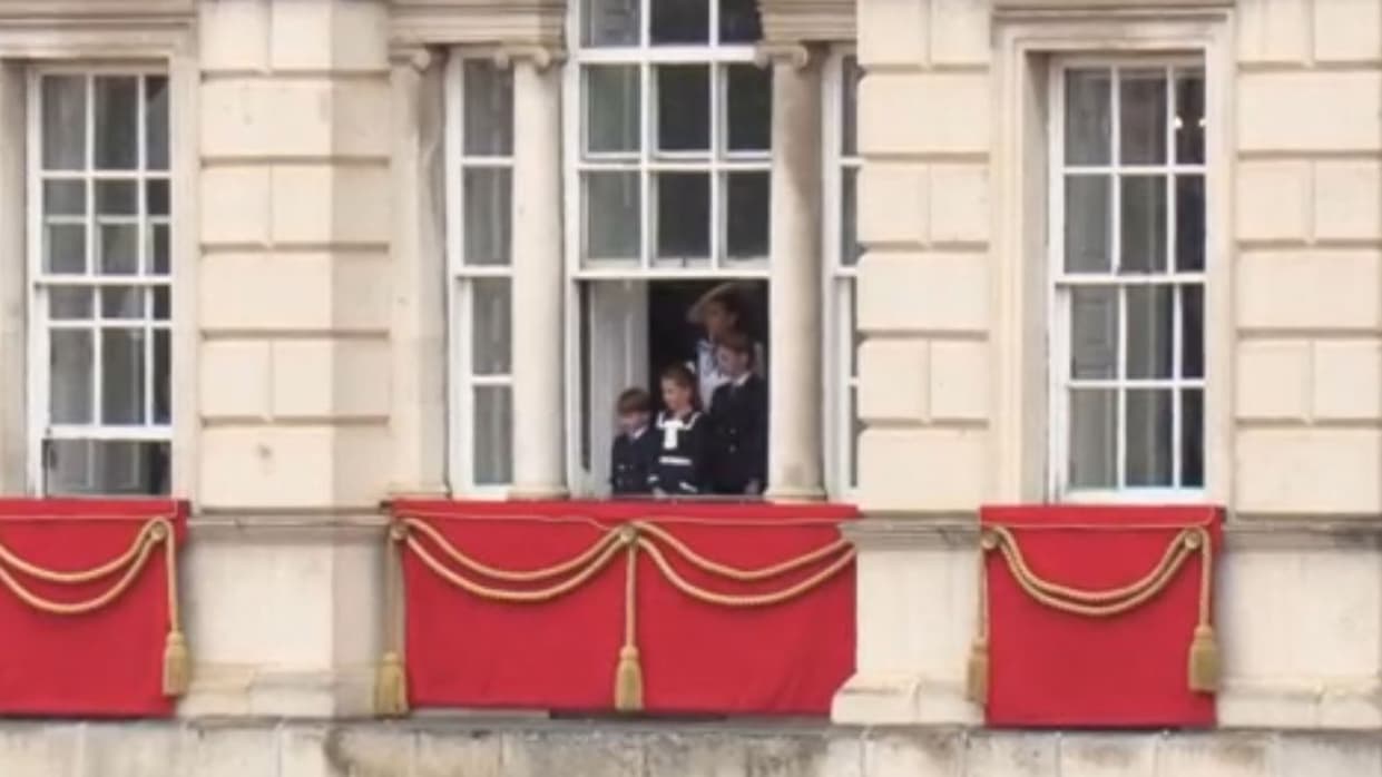 Kate et ses trois enfants au balcon de Buckingham, le 15 juin 2024