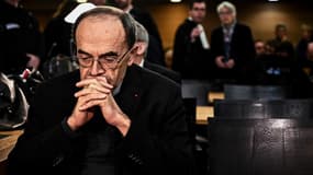 Le cardinal de Lyon Paul Barbarin au tribunal de Lyon pour son procès, le 7 janvier 2019