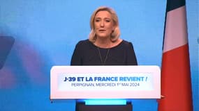 Marine Le Pen à Perpignan le 1er mai 2024. 