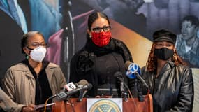 Qubilah Shabazz (gauche), Ilyasah Shabazz (centre) et Gamilah Shabazz (droite) les filles de Malcolm X samedi lors de la conférence de presse