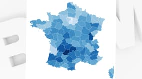 La carte du taux de participation à 12H pour le premier tour des élections législatives, le 12 juin 2022.