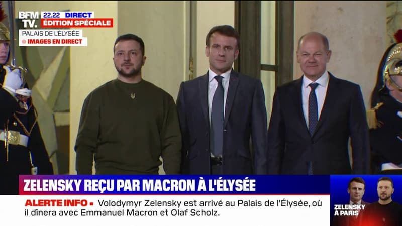 Volodymyr Zelensky accueilli par Emmanuel Macron à l'Élysée