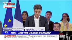 Gabriel Attal: "Avec son projet caché de sortie de l'Europe, le Rassemblement national hypothèque notre avenir"