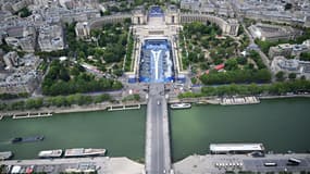 Vue du site du Trocadéro depuis la Tour Eiffel, JO de Paris 2024, 24 juillet 2024 (illustration).