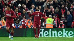 Mohamed Salah après son but contre le Napoli cette saison